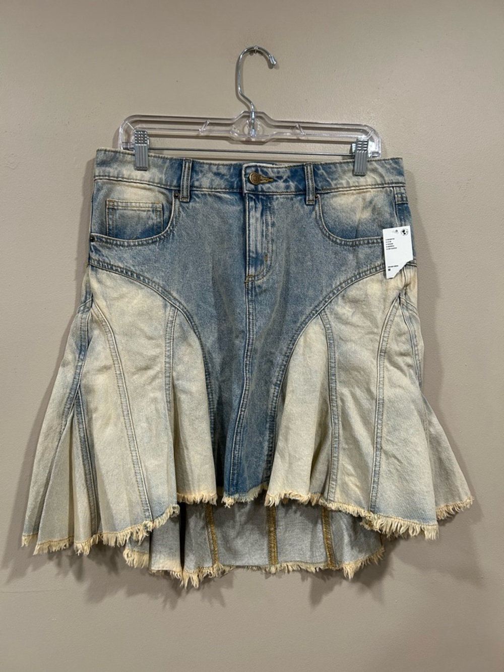 BDG Two-Tone Light Blue Denim Flared Skirt Size M